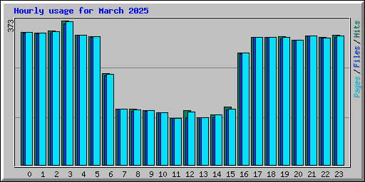 Hourly usage for March 2025